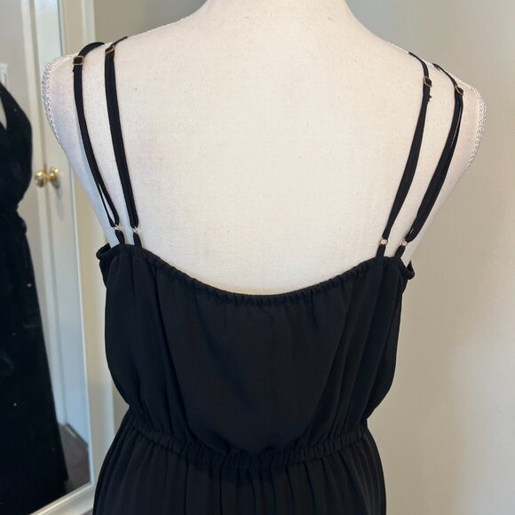 NWT Guess Black Double Strap Chiffon Maxi Dress, Size Large - Picture 12 of 16